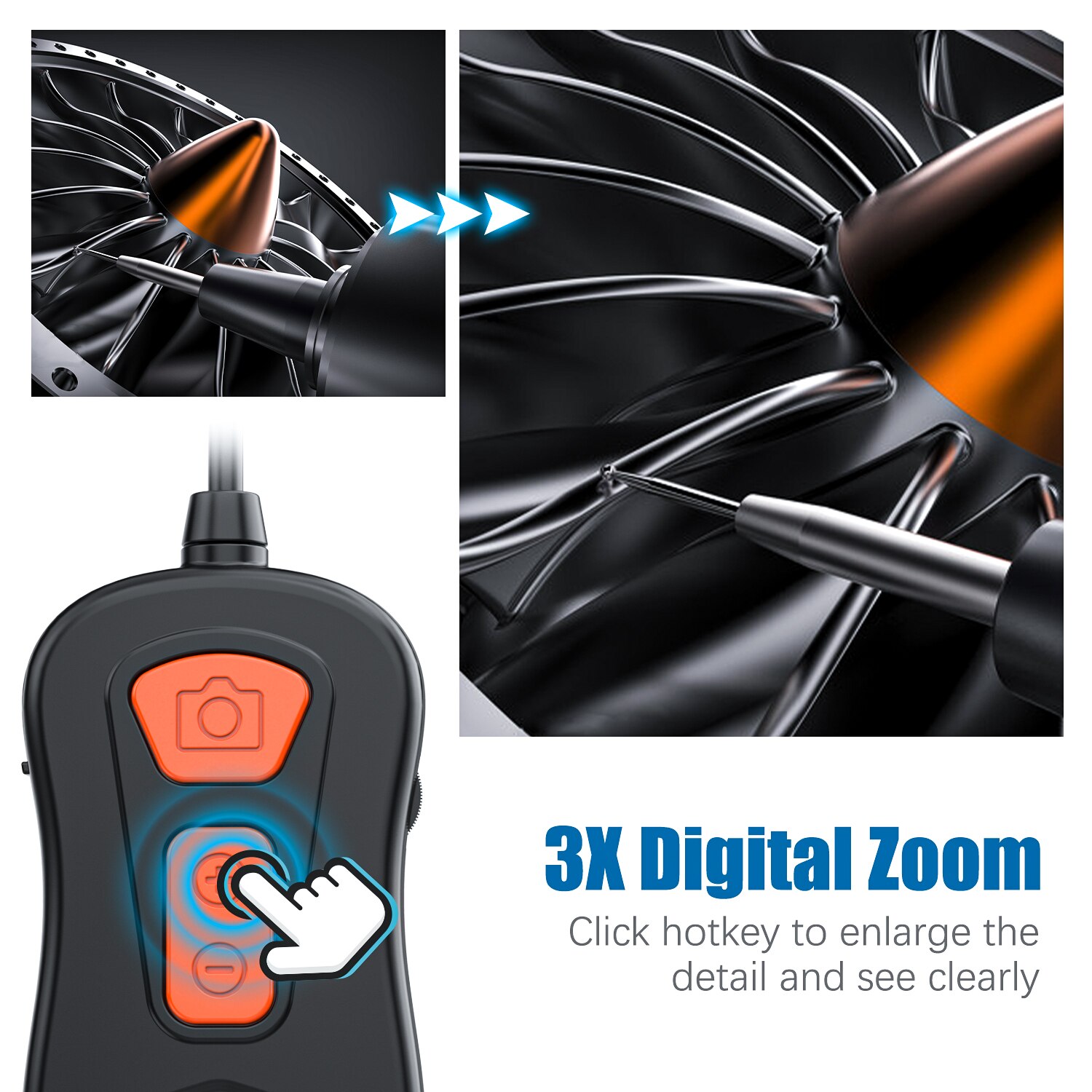 WiFi Endoscope 8mm Dual Lens HD Wireless Borescope Mini Camera IP67 3X Zoom Snake Inspection Camera For iPhone Android