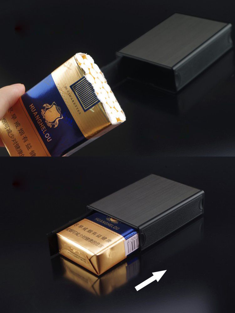 Caja de cigarrillos metálica v707 con encendedor electrónico recargable USB