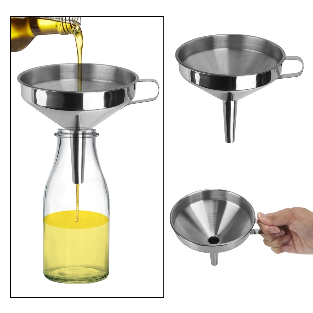 Metal Funnel For Canning Kitchen Tools Stainless Steel With Detachable Filter Wide Mouth Funnels Bar Wine Beer Oil Flask Funnel