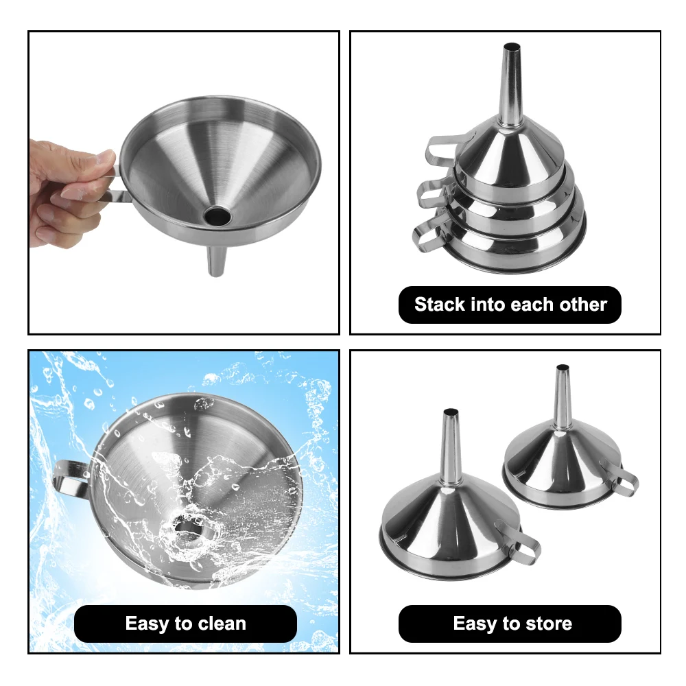 Metal Funnel For Canning Kitchen Tools Stainless Steel With Detachable Filter Wide Mouth Funnels Bar Wine Beer Oil Flask Funnel