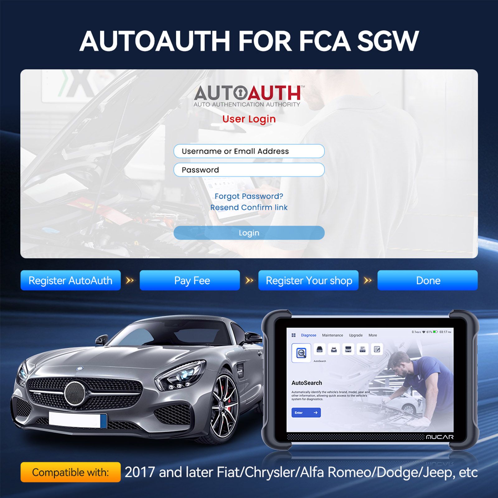 2026 MUCAR 892BT AI-Assisted Full System Diagnostics Bi-Directional Scan Tool Support ECU Coding, 35+ Services, FCA Autoauth, CANFD and DOIP