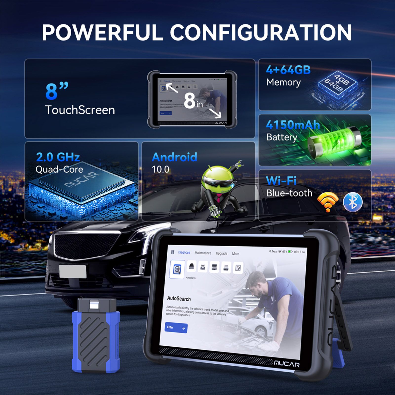 2026 MUCAR 892BT AI-Assisted Full System Diagnostics Bi-Directional Scan Tool Support ECU Coding, 35+ Services, FCA Autoauth, CANFD and DOIP