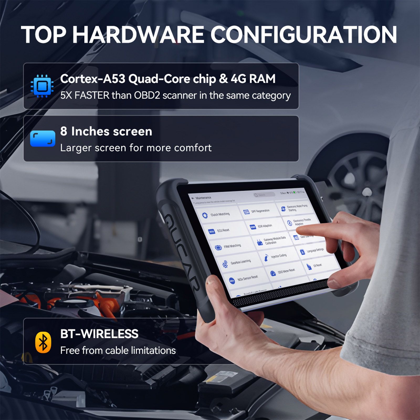2026 MUCAR 892BT AI-Assisted Full System Diagnostics Bi-Directional Scan Tool Support ECU Coding, 35+ Services, FCA Autoauth, CANFD and DOIP
