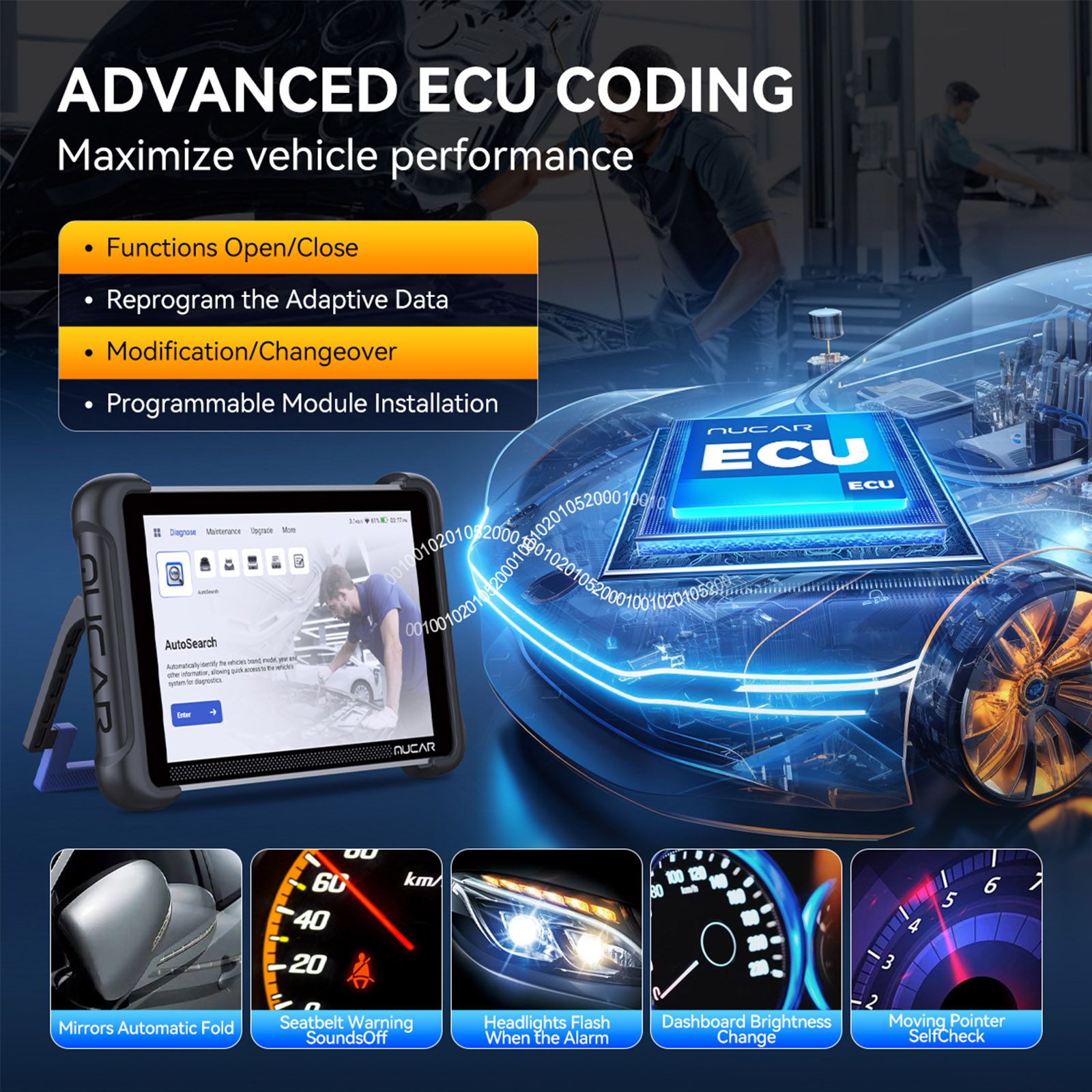 2026 MUCAR 892BT AI-Assisted Full System Diagnostics Bi-Directional Scan Tool Support ECU Coding, 35+ Services, FCA Autoauth, CANFD and DOIP