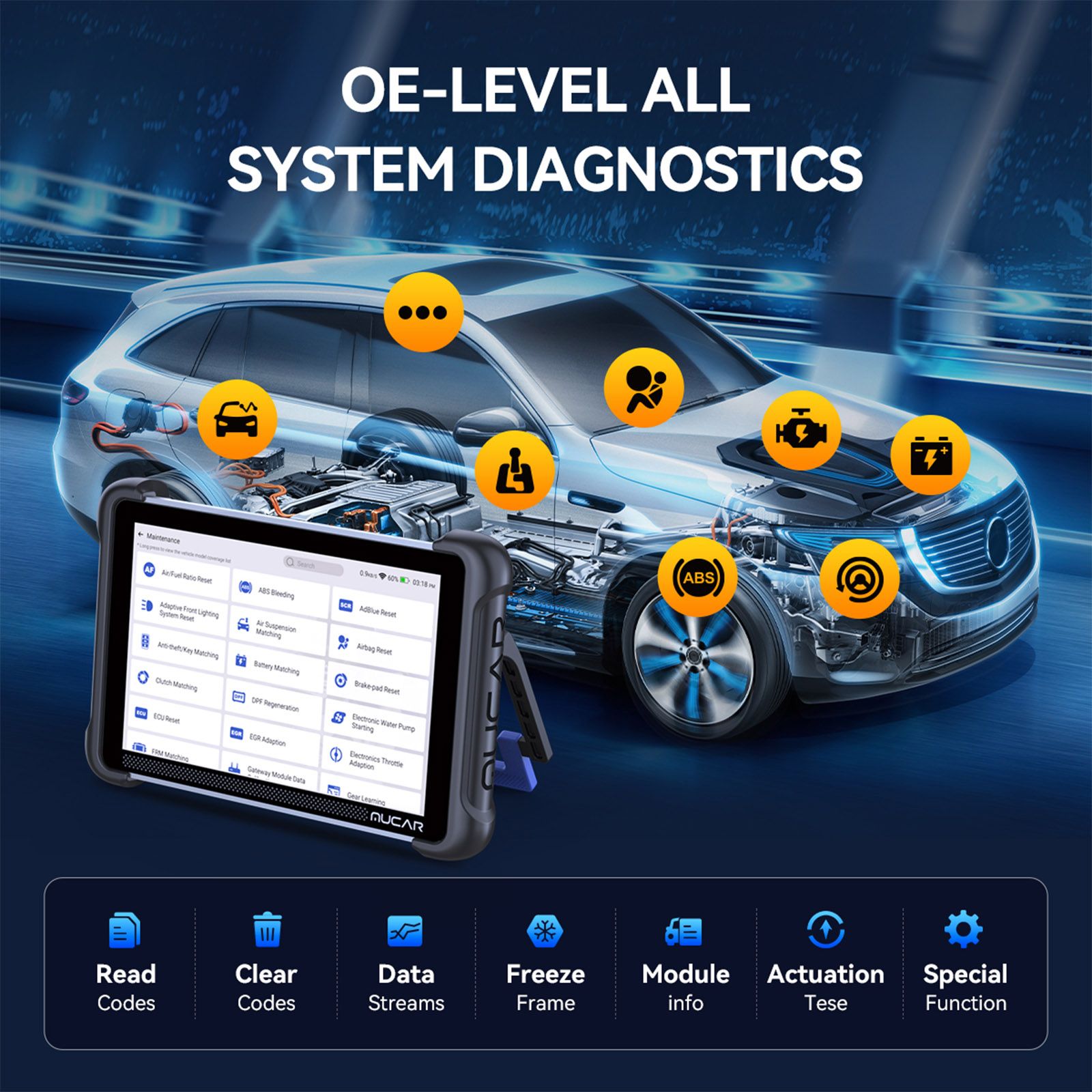2026 MUCAR 892BT AI-Assisted Full System Diagnostics Bi-Directional Scan Tool Support ECU Coding, 35+ Services, FCA Autoauth, CANFD and DOIP