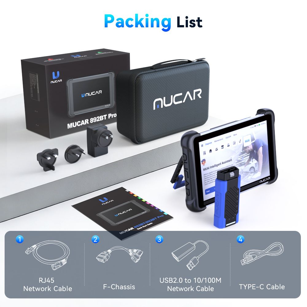 MUCAR 892BT PRO AI-Assisted Bluetooth Diagnostic Scanner Supports Topology Mapping, CANFD & DOIP & J2534, 35 Resets, ECU Coding, Upgrade of 892BT