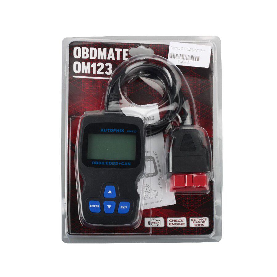 New Arrival OM123 OBD2 EOBD CAN Hand-held Engine Code Reader Multi Language (Black Color)