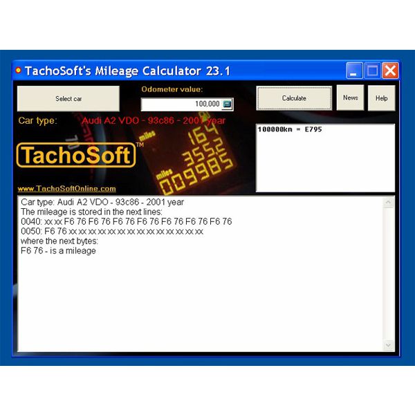 La última calculadora de kilometraje tachosoft v23.1