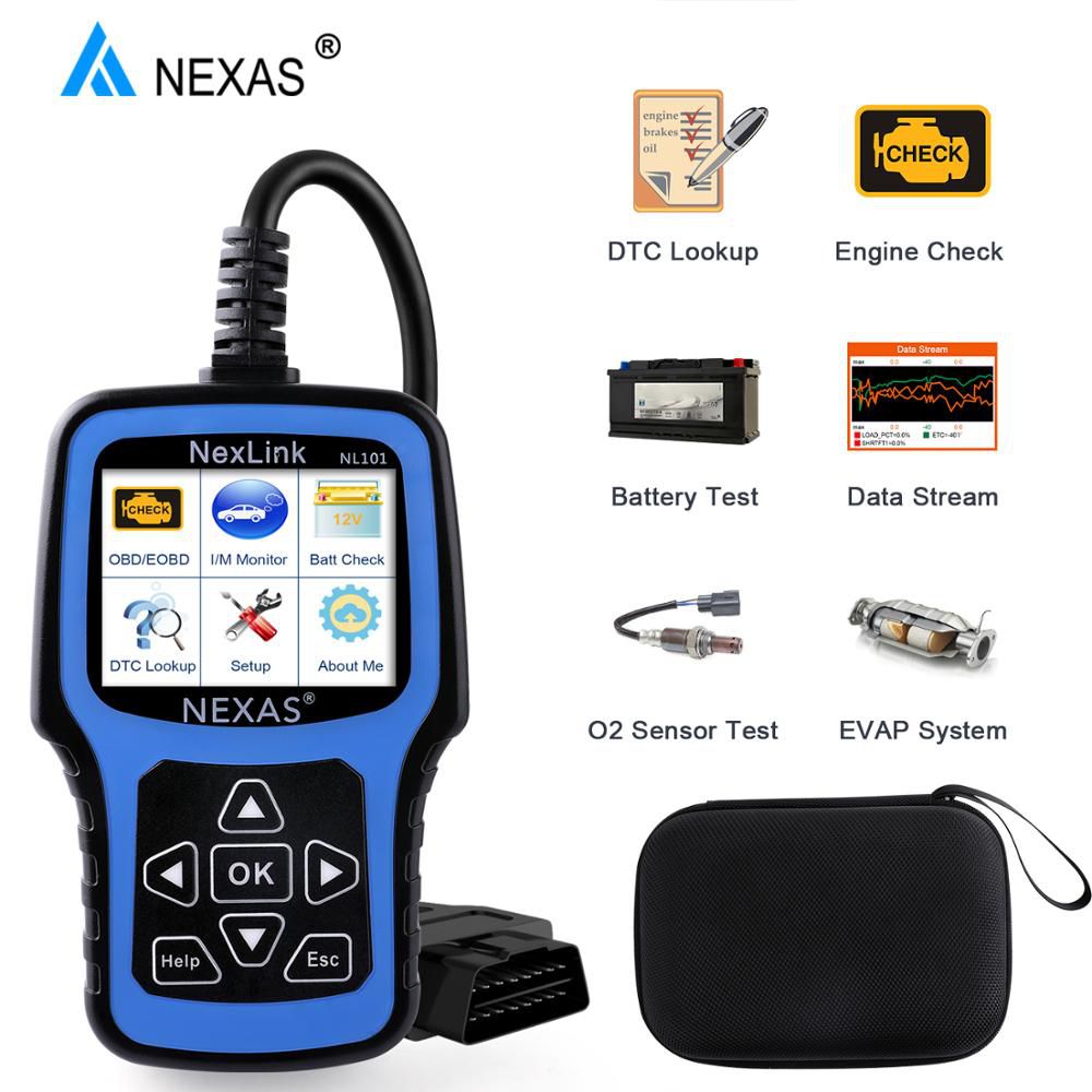 NEXAS NL101 OBD2 자동차 스캐너 엔진 EVAP 배터리 OBDII 스캐너