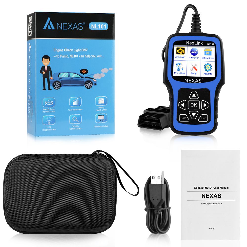 NEXAS NexLink OBD2 Scanner Bluetooth 5.0,Wireless Compatible with  Third-Party Apps,Car & Motorcycle Universal Code Reader,Check Engine Fault  OBDII