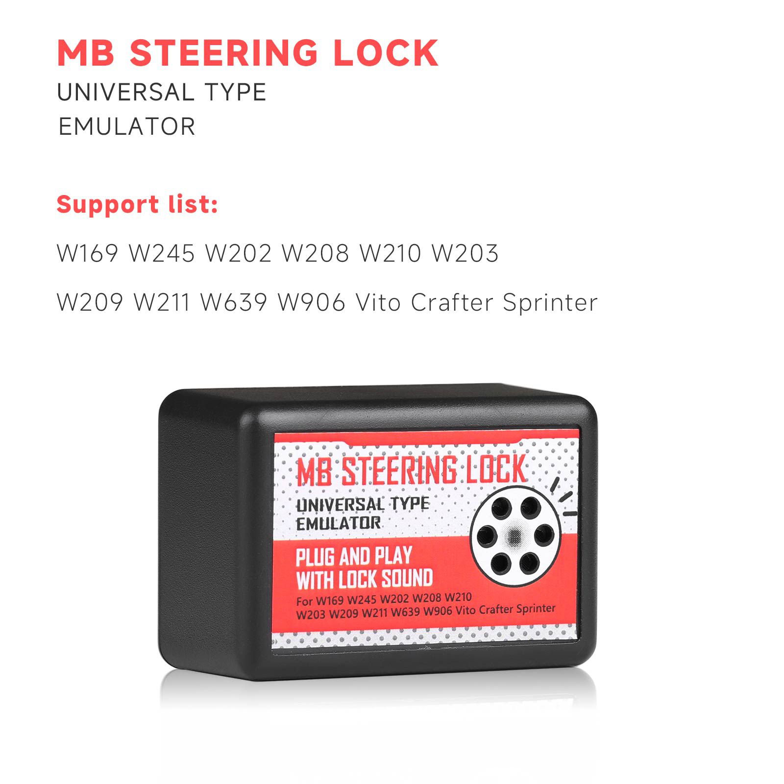 OEM Universal Steering Lock Emulator for Mercedes-Benz W169 W245 W202 W208 W210 W203 W209 W211 W639 W906 Plug and Play With Lock Sound