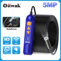 Oiiwak WiFi cámara endoscópica 5MP enfoque automático endoscopio inalámbrico 1944p 14 mm Cámara de serpiente de tubería de agua mini cámara 15M 20m