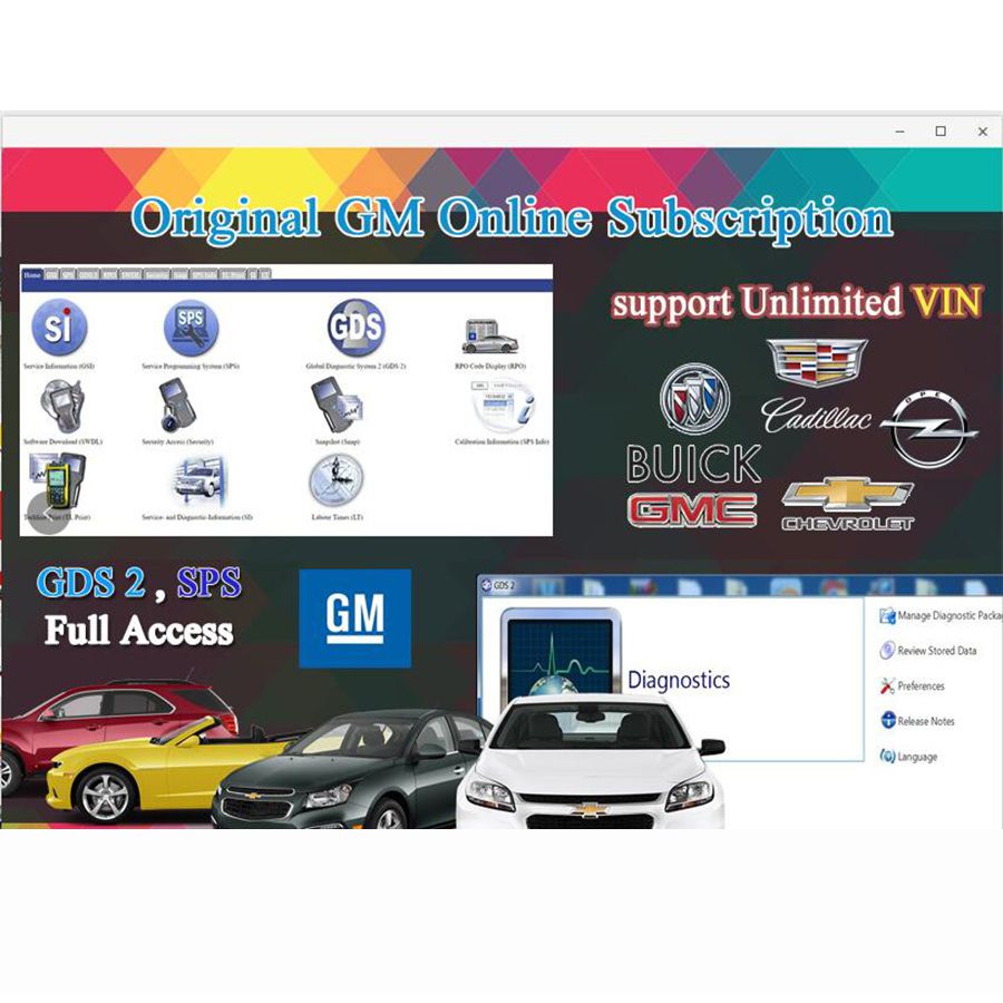 GM MDI2/GM Tech2/VXDIAG와 1년간의 원시 GM SPS 온라인 구독