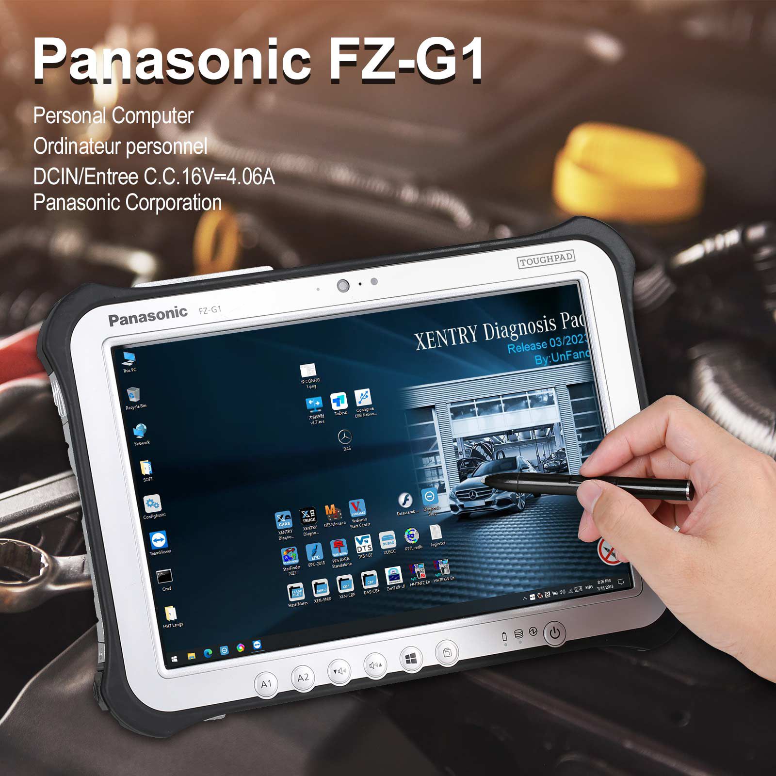 100% Original Panasonic FZ-G1 I5 3rd Generation Tablet 8G with V2023.3 MB Star 256G SSD WIN10 64Bit Installed Ready to Use