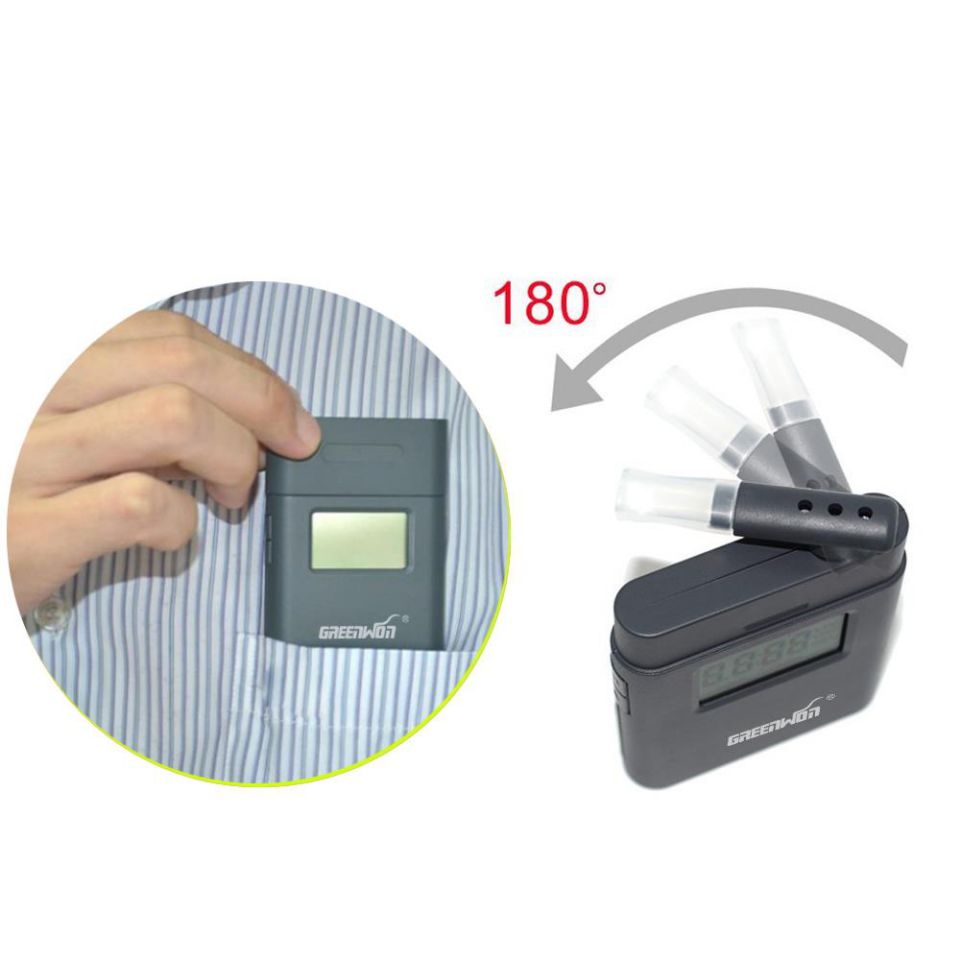 휴대용 360도 회전 마스크 빨간색 백라이트 정밀 호흡 알코올 측정기 LED 경량 알코올 호흡 분석기