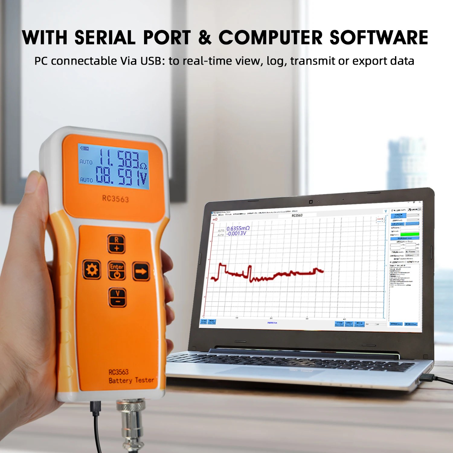 ポータブル バッテリー内部抵抗テスター 1μΩ～200Ω ±100VDC 精度0.5% 1kHz AC ケルビン 4線式クリップ リチウム/鉛蓄電池/NiMH対応