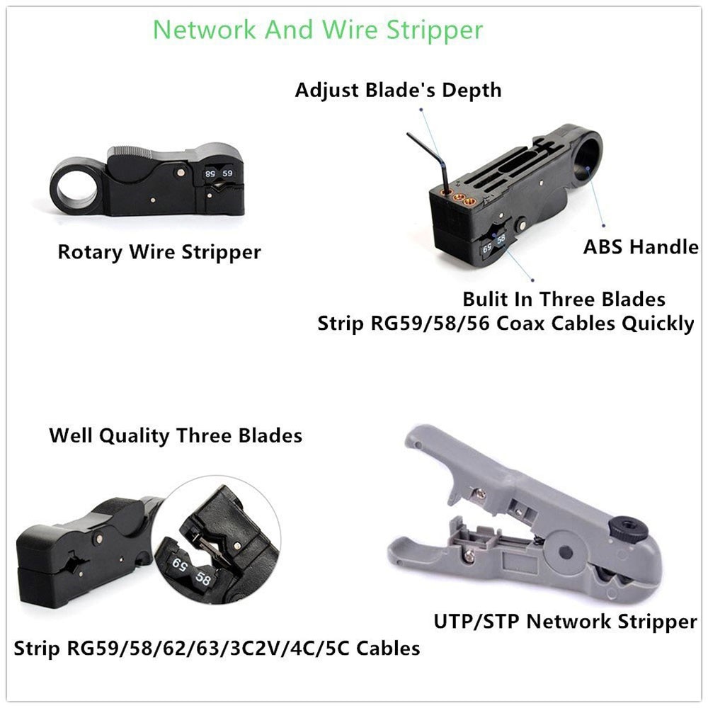 RJ45 RJ11 RJ12 CAT5 CAT5e 휴대용 LAN 수리 키트 14개/세트 Utp 케이블 테스터 및 집게 압착기 플러그 클립 PC