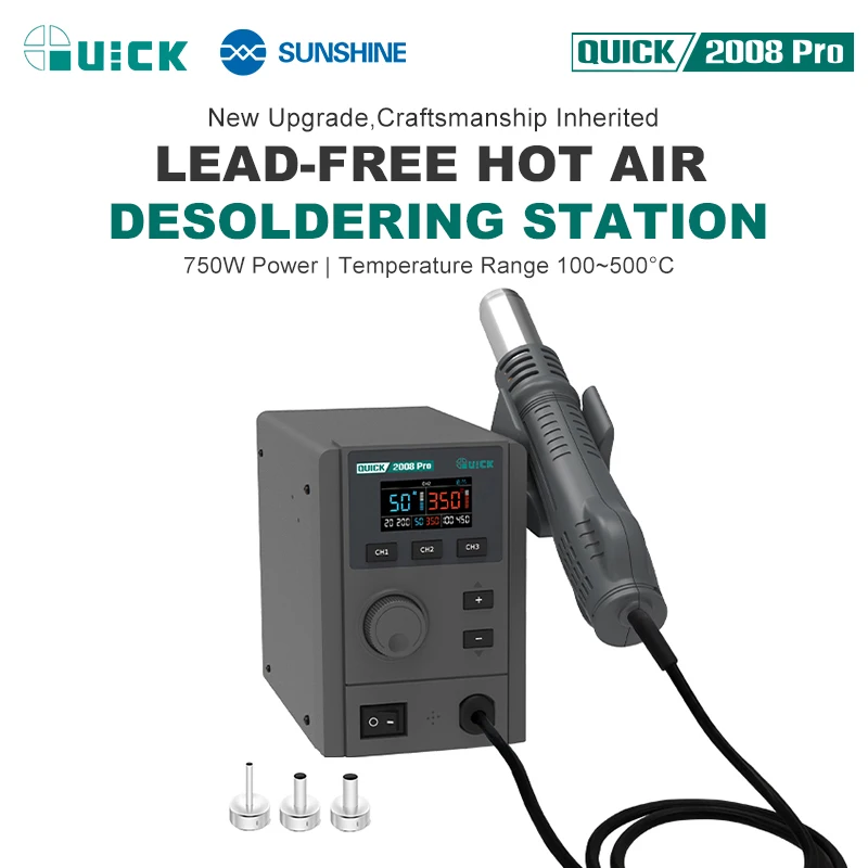 QUICK 2008 Pro Lead-Free Hot Air Rework Station LCD Display Automatic Cold Air Design Automatic Sleep System Repair Tools