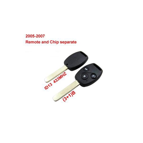 리모컨 키(3+1) 버튼 및 칩 분리 ID: 13(433MHZ) 2005-2007년 혼다용