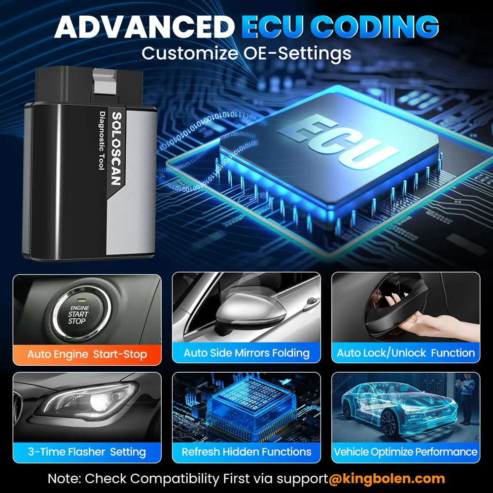 SOLOSCAN Full System Auto Diagnostic Tool Bidirectionnal ECU Coding All Service OBD2 Scanner Lifetime Free Update