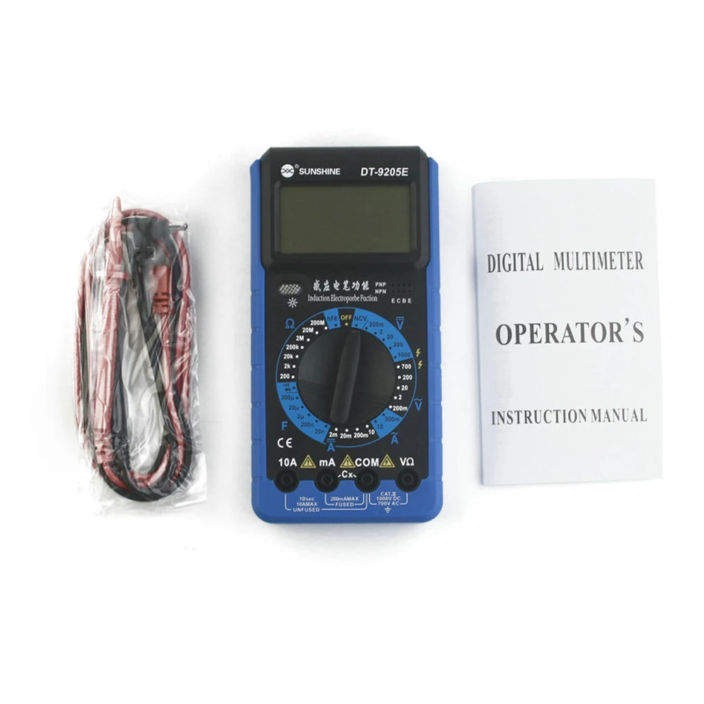 2025 SUNSHINE DT-9205E Professional Digital Multimeter Kit - AC/DC Voltage, Current, Resistance, Capacitance Tester for Automotive & Electronics Repair