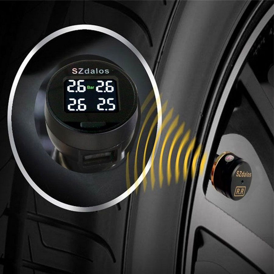 Szdalos tp200 sistema inalámbrico de monitoreo de presión de neumáticos tpms, con sensor externo del cargador de cigarrillos