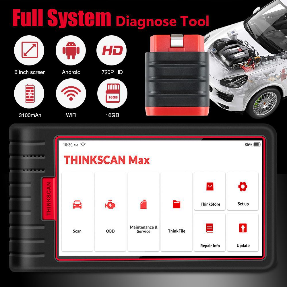 Thinkcar Thinkscan Max OBD2 Scanner Automotivo Car Diagnostic Tool Ecu Code Reader with Free 28 Reset Function