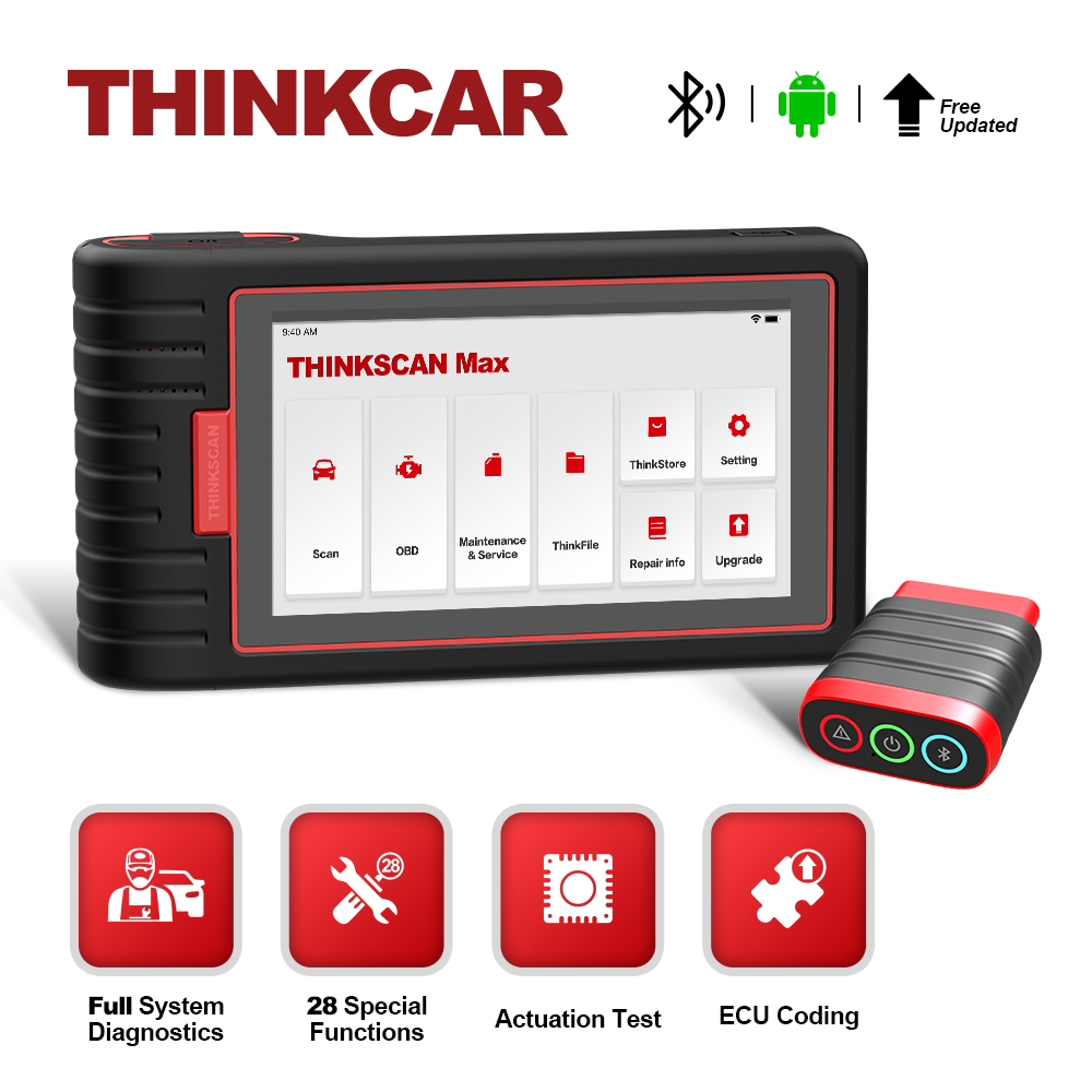 ThinkCar ThinkScan Max Full Systems OBD2 Diagnostic Scanner 28 Reset Service Bi-Directional Test Scanner CRP909E