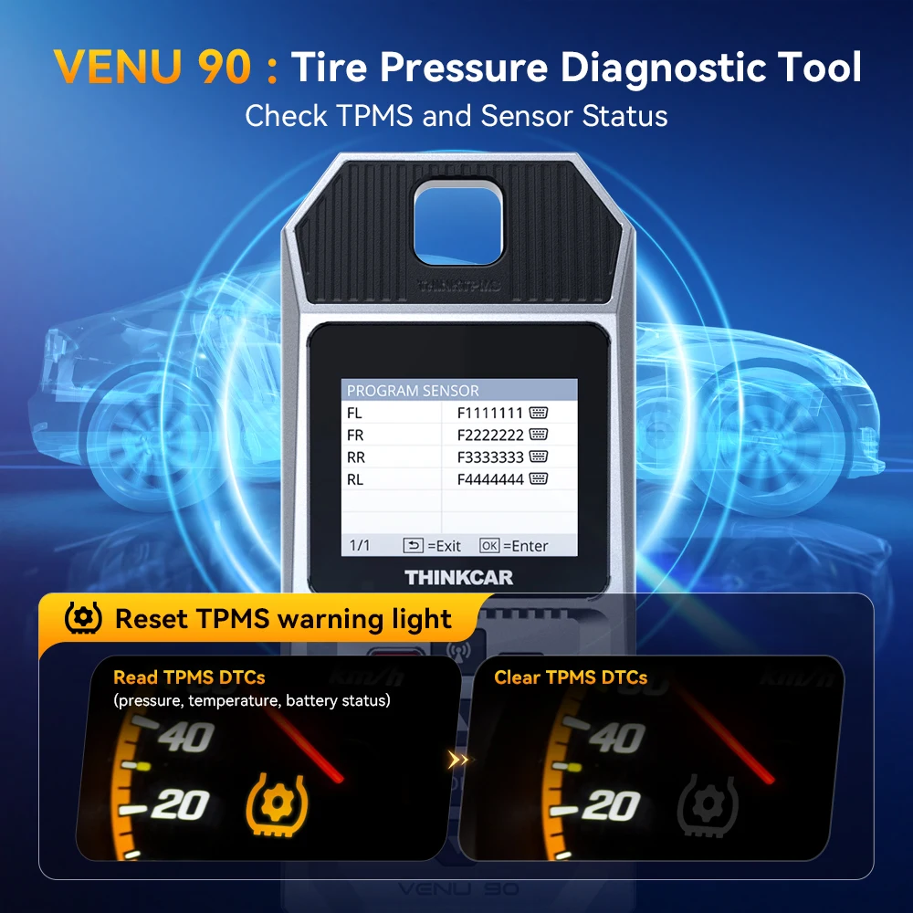 Global Version THINKCAR VENU 90  Free Car TPMS Diagnostic 315MHz 433MHz Tire Pressure Sensor Activate Learning Programming