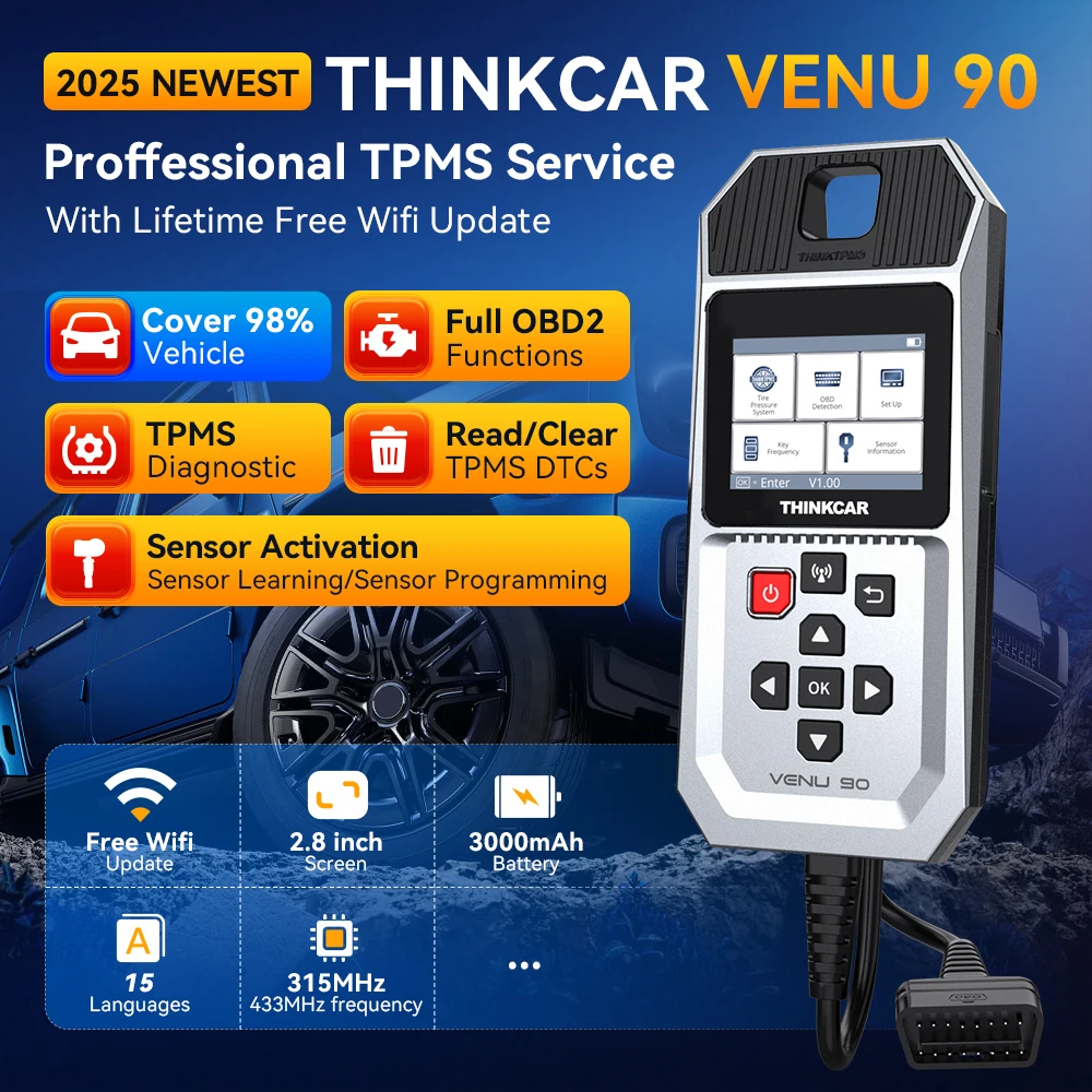 Global Version THINKCAR VENU 90  Free Car TPMS Diagnostic 315MHz 433MHz Tire Pressure Sensor Activate Learning Programming
