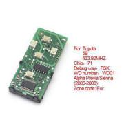 Toyota Smart Card Board 5 Buttons 433.92MHZ Number 271451-0780-Eur