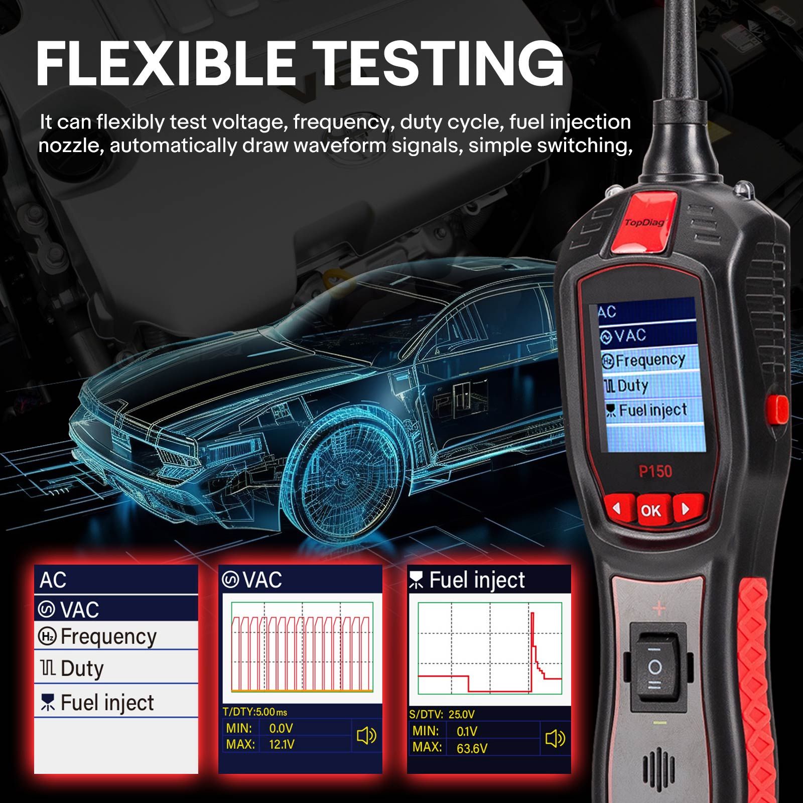 TOPDIAG P150 Electrical Tester 6 - 30 Volt Vehicle Electrical System Diagnostics