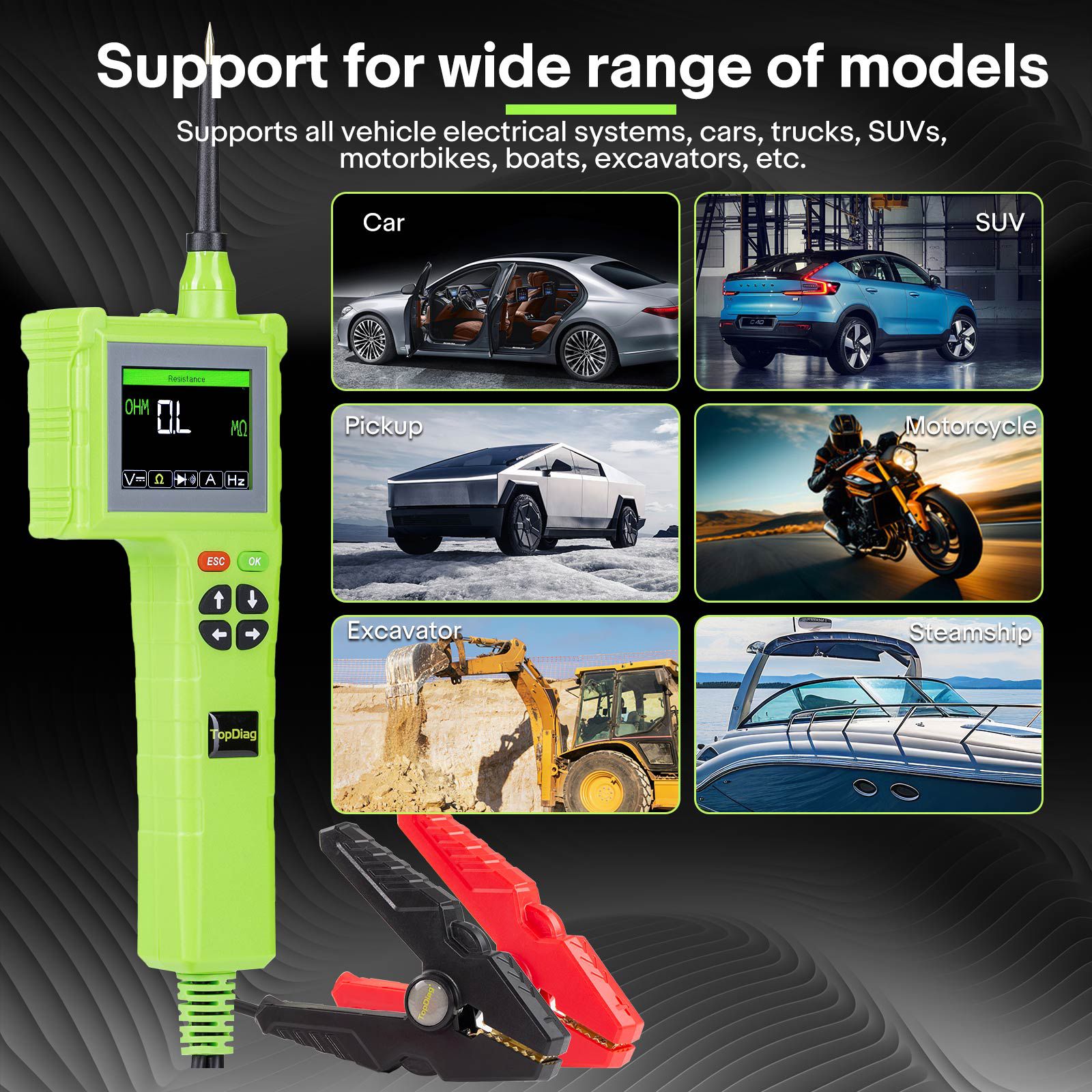 TOPDIAG P200 Pro P200Pro New Generation of Intelligent Circuit Detectors for all 9V-48V for Car Truck Boat