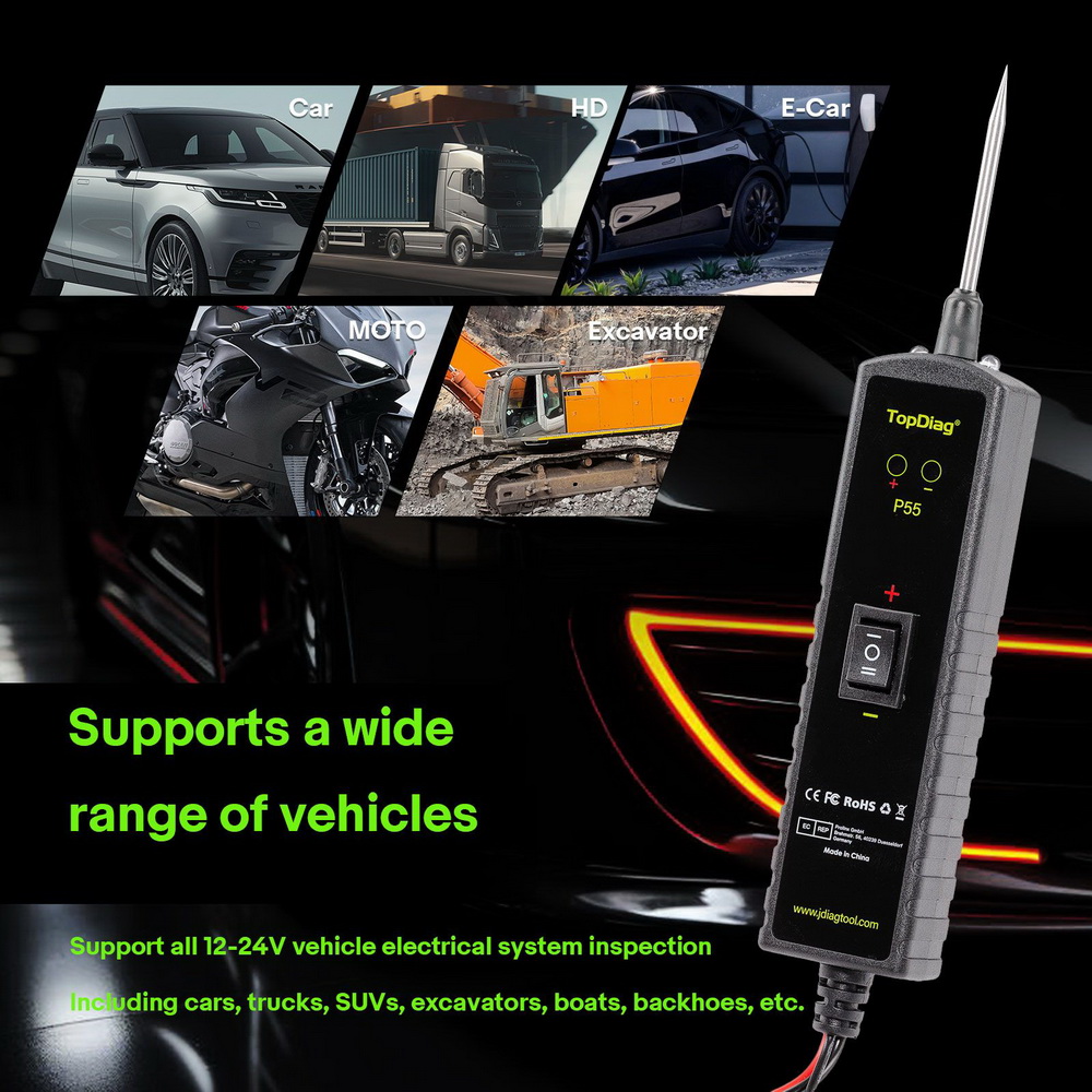 TOPDIAG P55 Automotive Electrical Wiring Tester Support all 12-24V Vehicle Electrical System Inspection