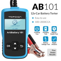 Topcon ab101 probador de baterías automotrices 12v prueba de baterías de voltaje analizador de cargadores automotrices 2000cca probador de circuitos de carga de arranque automotrices