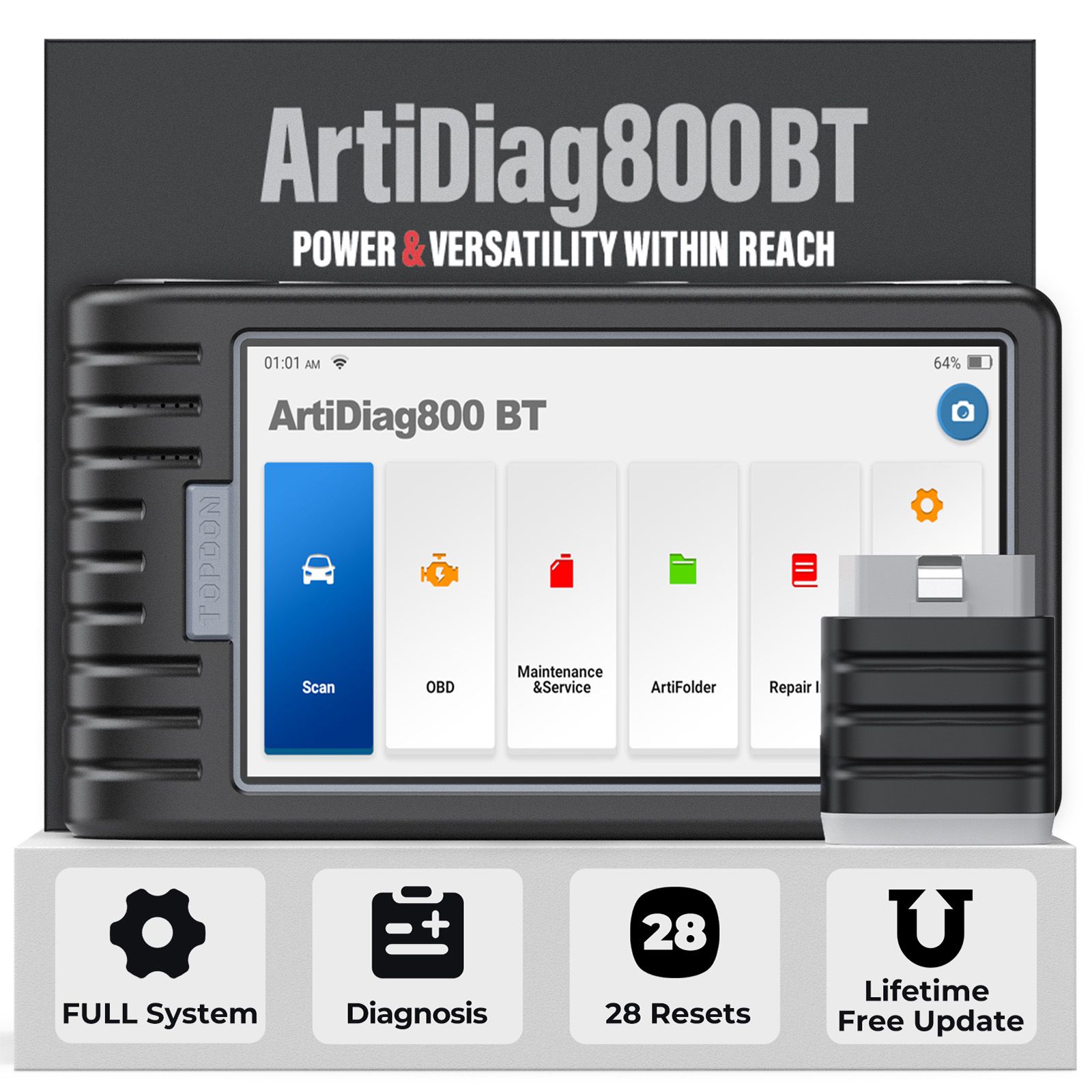 2024 TOPDON Artidiag 800 BT Mid-level All System Diagnostic Tool with 28 Service Functions Free Lifetime Upgrade Multi-Language