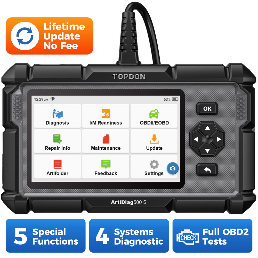 Topdon ArtiDiag500S OBD2 진단 스캐너 모든 시스템 ABS 에어백 DPF 오일 리셋 자동차 진단 도구