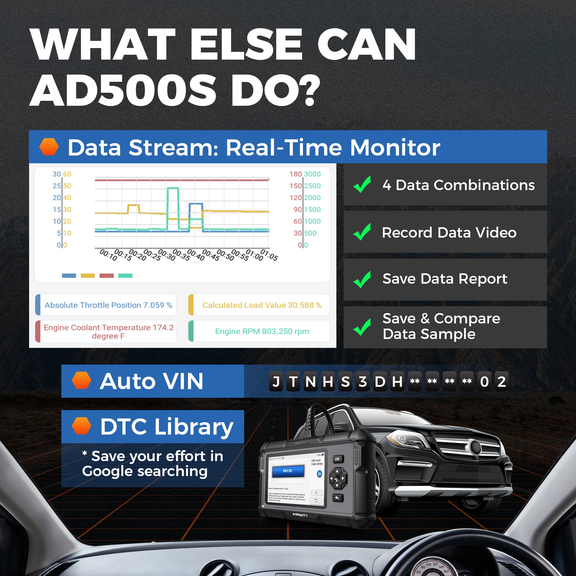 Topdon ArtiDiag500S OBD2 진단 스캐너 모든 시스템 ABS 에어백 DPF 오일 리셋 자동차 진단 도구