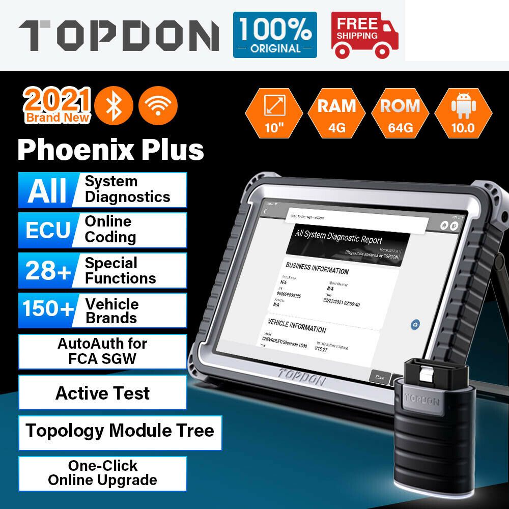 Topdon Phoenix Plus Car Diagnostic Tool OBD2 II Full Function Diagnostic 2 Years Free Update Online