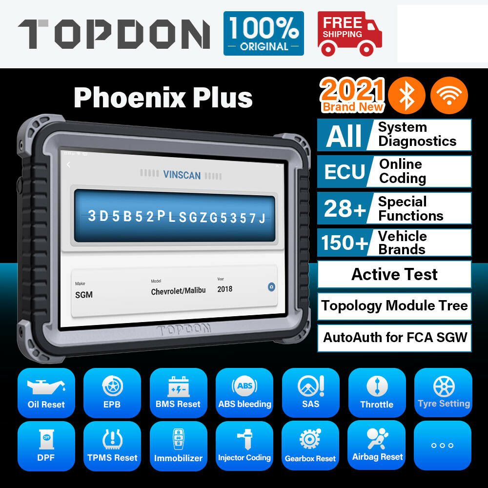 Topdon Phoenix Plus Car Diagnostic Tool OBD2 II Full Function Diagnostic 2 Years Free Update Online