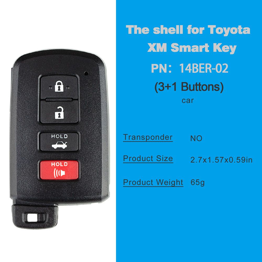 Xhorse vvdi Toyota XM SMART Key Shell 1742 con 3 + 1 botón 5 piezas / lote