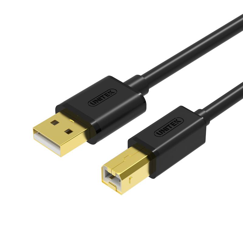 UNITEK 최고 품질 USB 케이블 USB 2.0-A 외부 스레드-B 외부 스레드 케이블(5M) - 고속 도금 커넥터 - 블랙