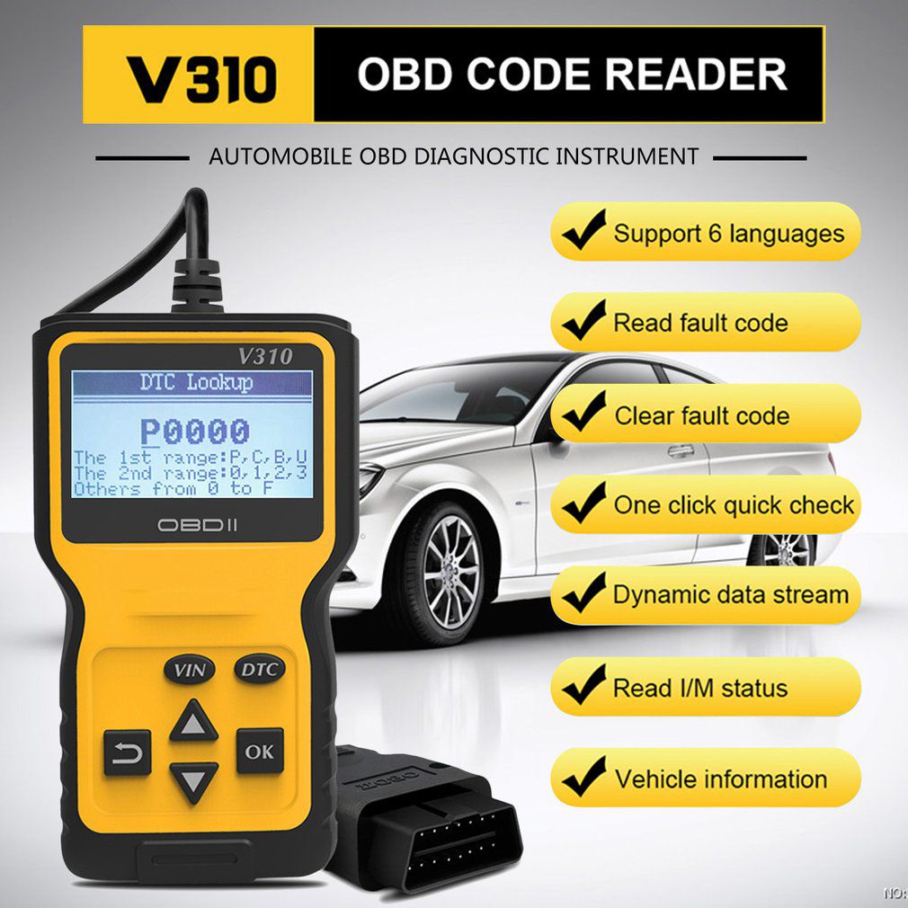 V310 OBDII Code Reader Scanner V1.1 Check Engine Fault V310 Car Speed Probe Diagnostic Tool V310 Code Scanner V310 OBD2 Scann