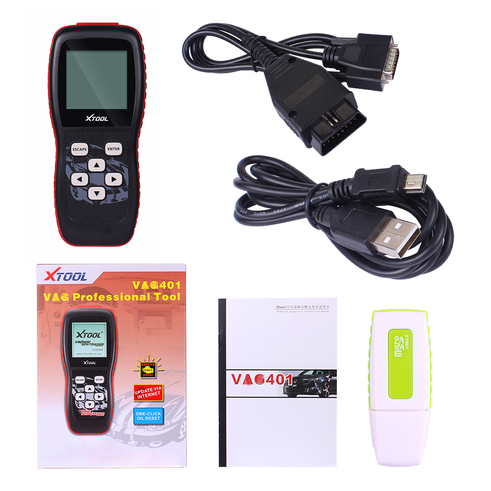 XTOOL VAG401 OBD2 자동 스캐너 진단 도구, 아우디/VW/SEAT/SKODA 전용 에어백 리셋 ABS 코드 리더기, VAG 무료 업데이트