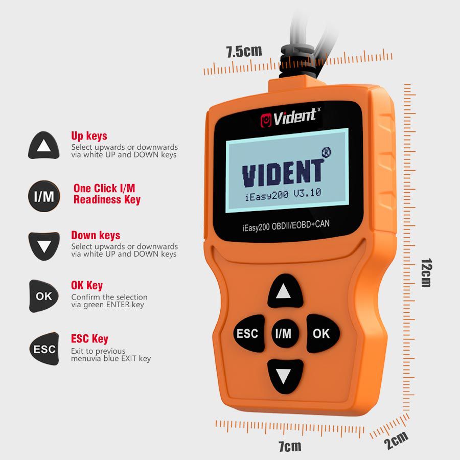 VIDENT iEasy200 OBDII, EOBD, CAN 코드 리더기