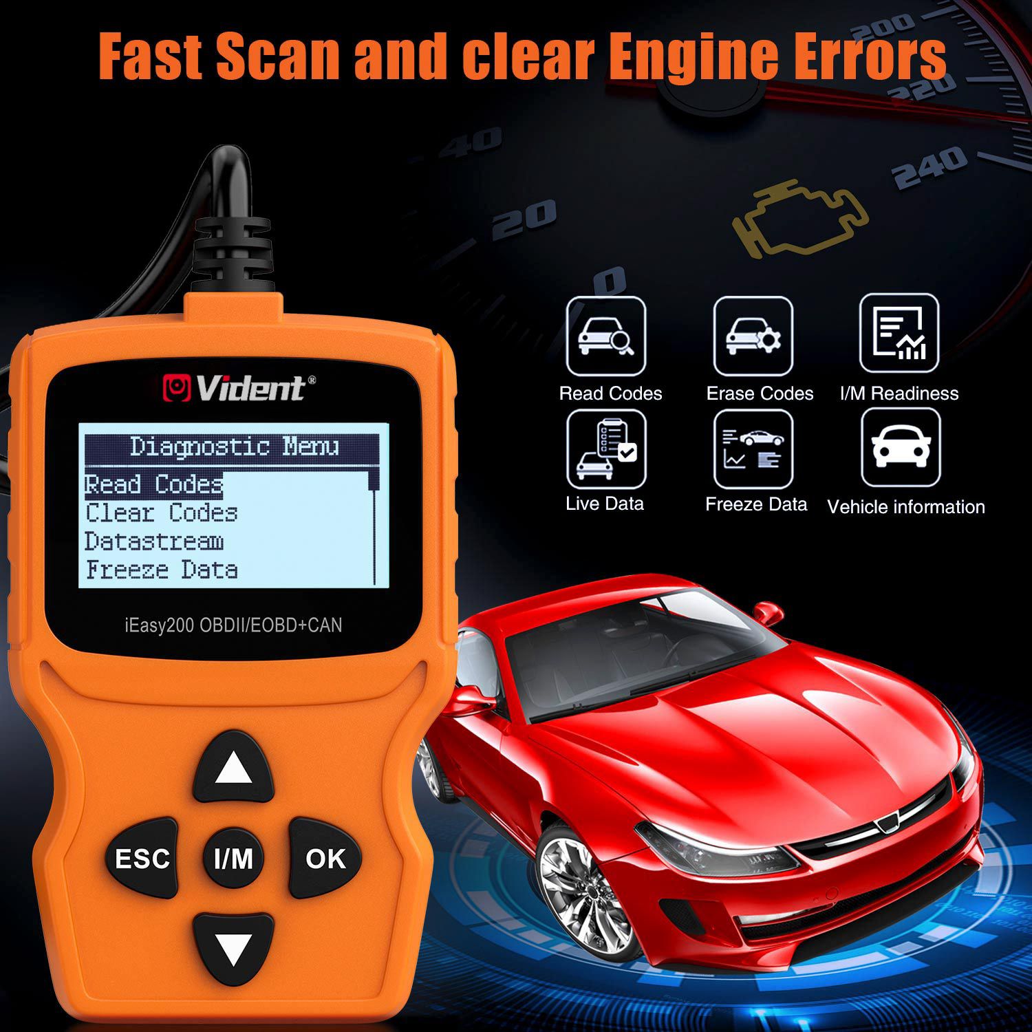 VIDENT iEasy200 OBDII, EOBD, CAN 코드 리더기