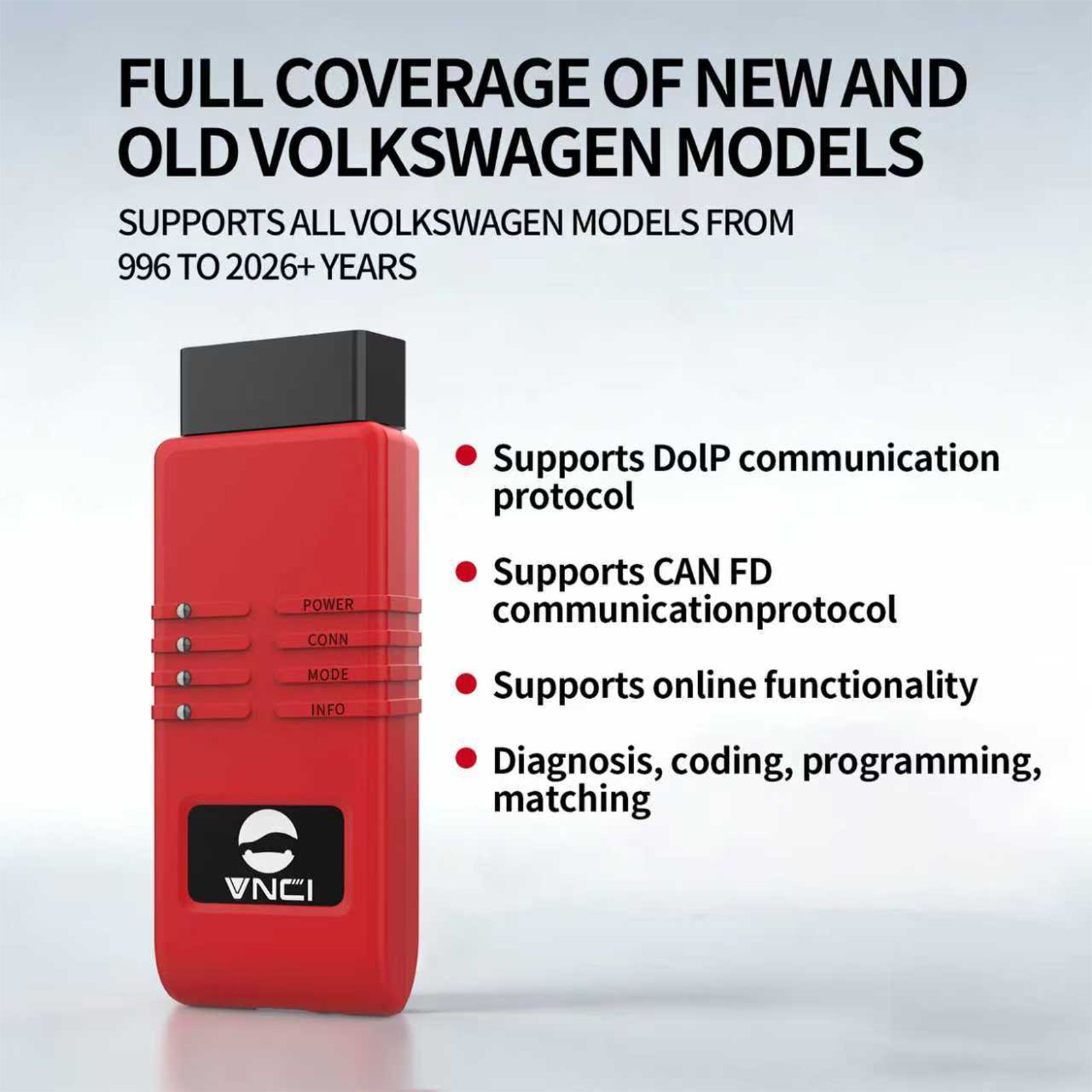 2026 VNCI 6154B Diagnostic Tool for Volkswagen Models from 1996 to 2026+ Years Supports CAN FD/ DolP Protocol