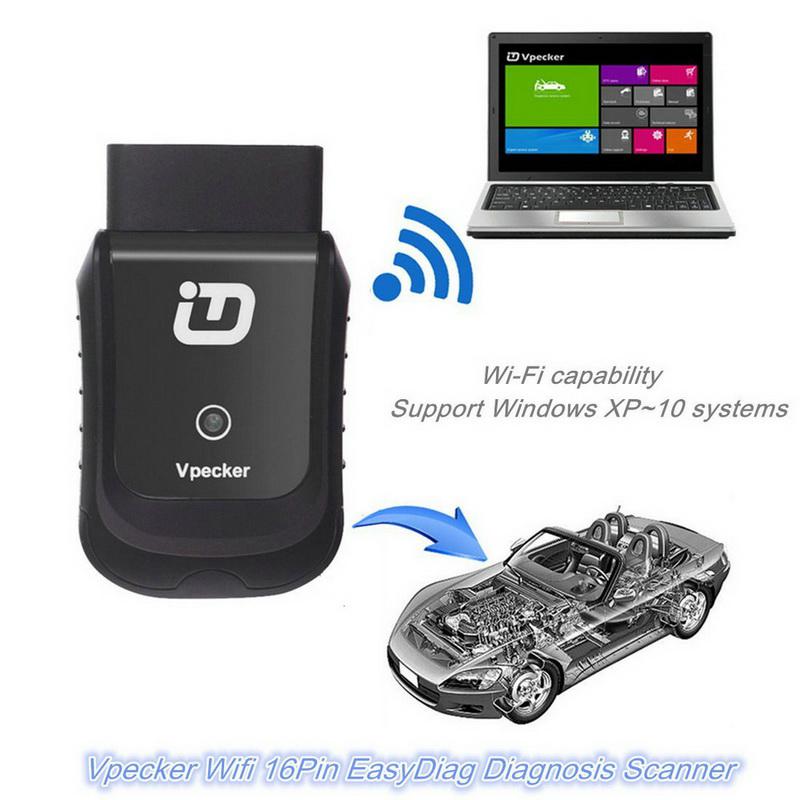 V10.2 VPECKER Easydiag Wireless OBDII 전체 진단 도구는 WIN10 Black Wifi 및 Oil 재설정 기능을 지원합니다.