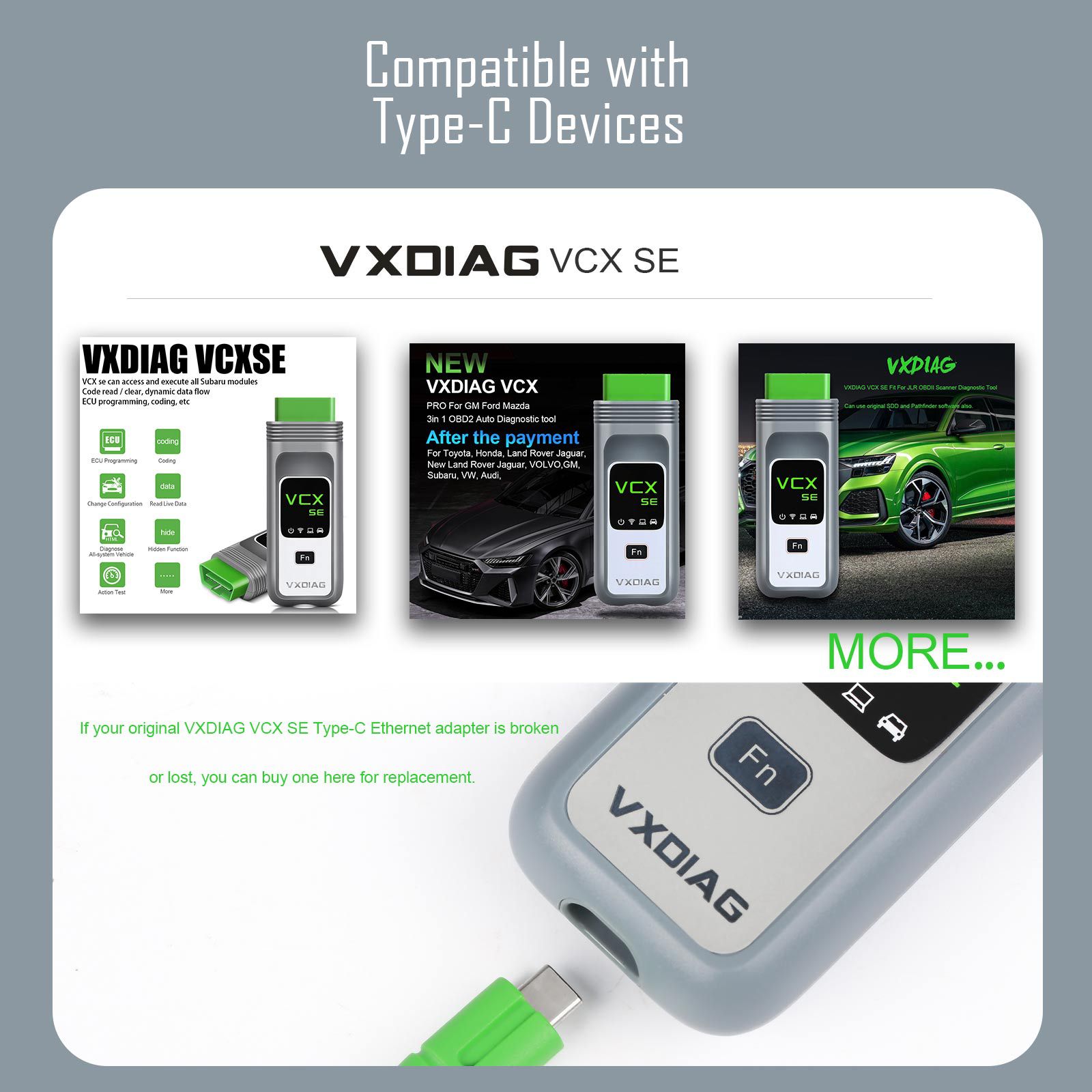 VXDIAG VCX SE Type-C 이더넷 어댑터