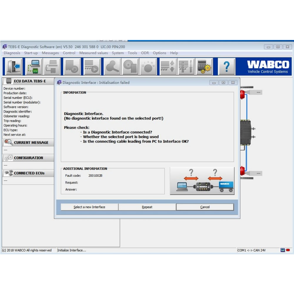 Wabco Diagnostic Software Wabco TEBS-E 5.50 + PIN Calculator  Installation Service support English and German Russian Lauguage